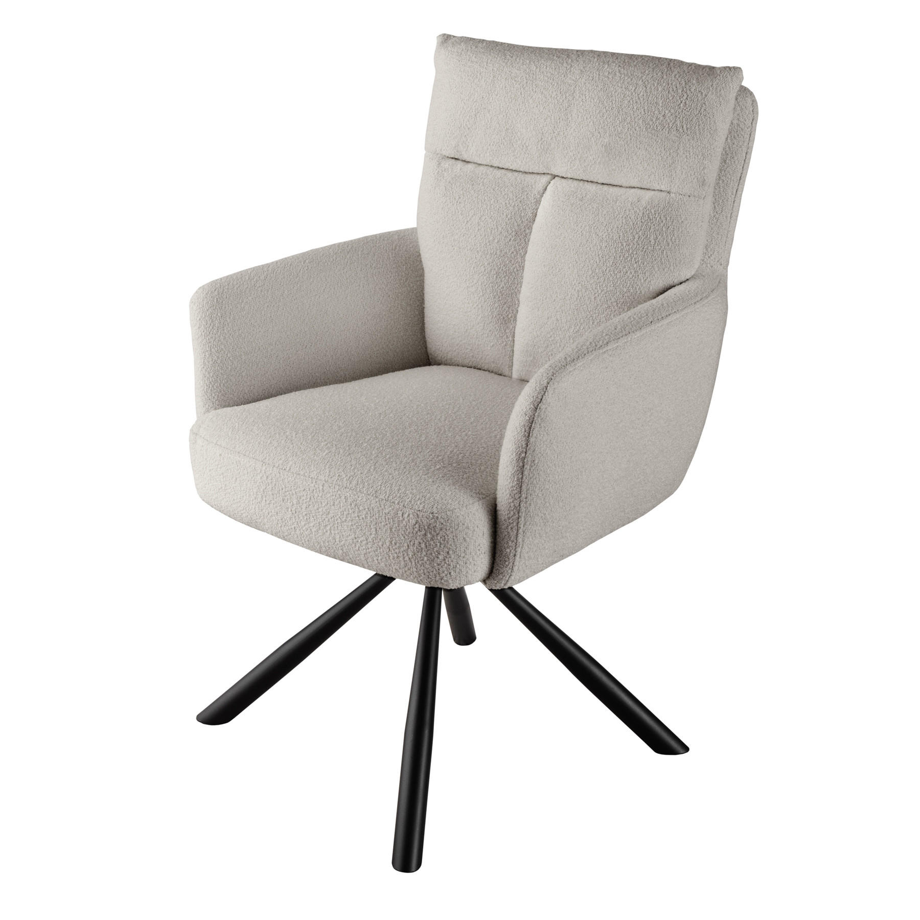 ARMLEHNSTUHL BIG GEORGE Bouclé Greige - Taupe/Beige, Textil/Metall (60/92/67cm) - riess-ambiente