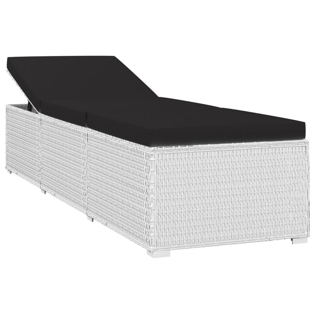 3-TLG. Garten-Sonnenliegen mit Teetisch Poly Rattan Weiß - Weiß, Kunststoff (60/31/195cm) - furnicato