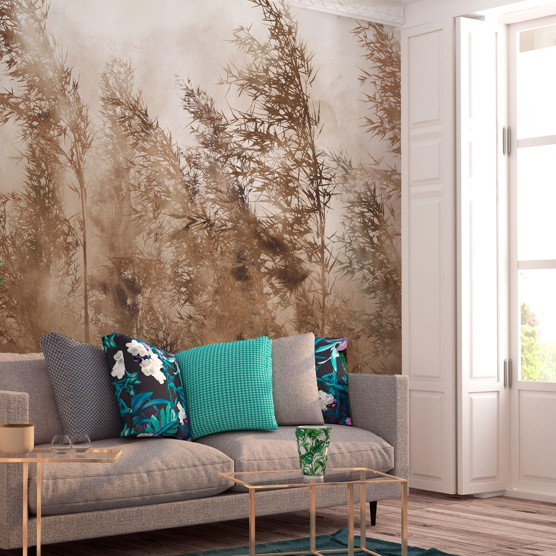 SELBSTKLEBENDE FOTOTAPETE 98/70 cm - Braun/Grau, Kunststoff/Textil (98/1cm) - KUNSTLOFT