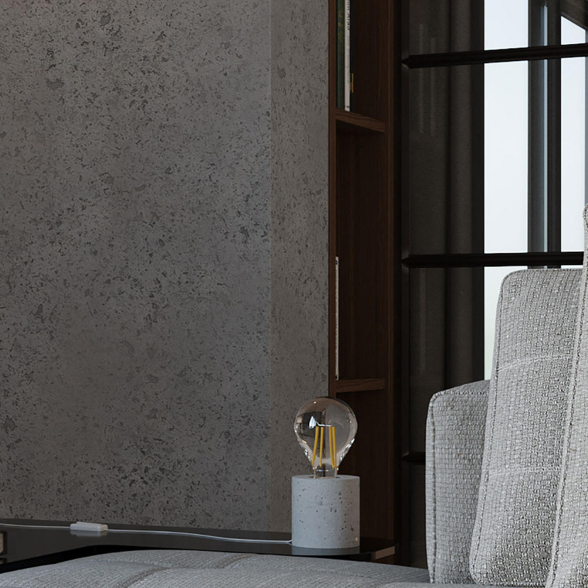 TISCHLEUCHTE SALGADO Beton Grau - Grau, Stein (10/10/10cm)