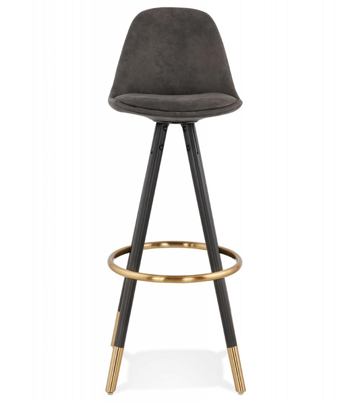 BARHOCKER Mikrofaser Sitz mit Holzgestell im Retro Industrie Stil KONG, Anthrazit 41x41x97 cm - Anthrazit/Schwarz, Holz/Buchenholz (41/97/41cm) - KADIMA DESIGN