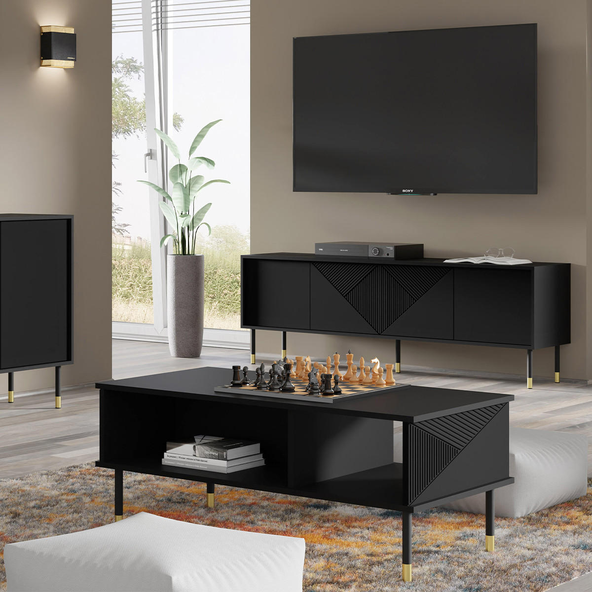 COUCHTISCH Aglaé Schwarz - Schwarz, Holzwerkstoff (55/110/45cm) - Petits-meubles