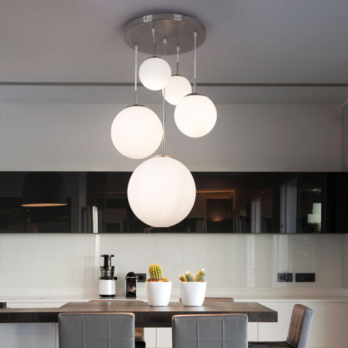 LED HÄNGELEUCHTE BALLO Metall Weiß - Weiß, Metall (50/50/90cm) - Globo Lighting