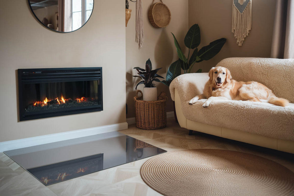 GLASPLATTE für Kamin 120x80 cm Marineblau - Dunkelblau, Glas (120/80/0.4cm) - ArtPrintCave