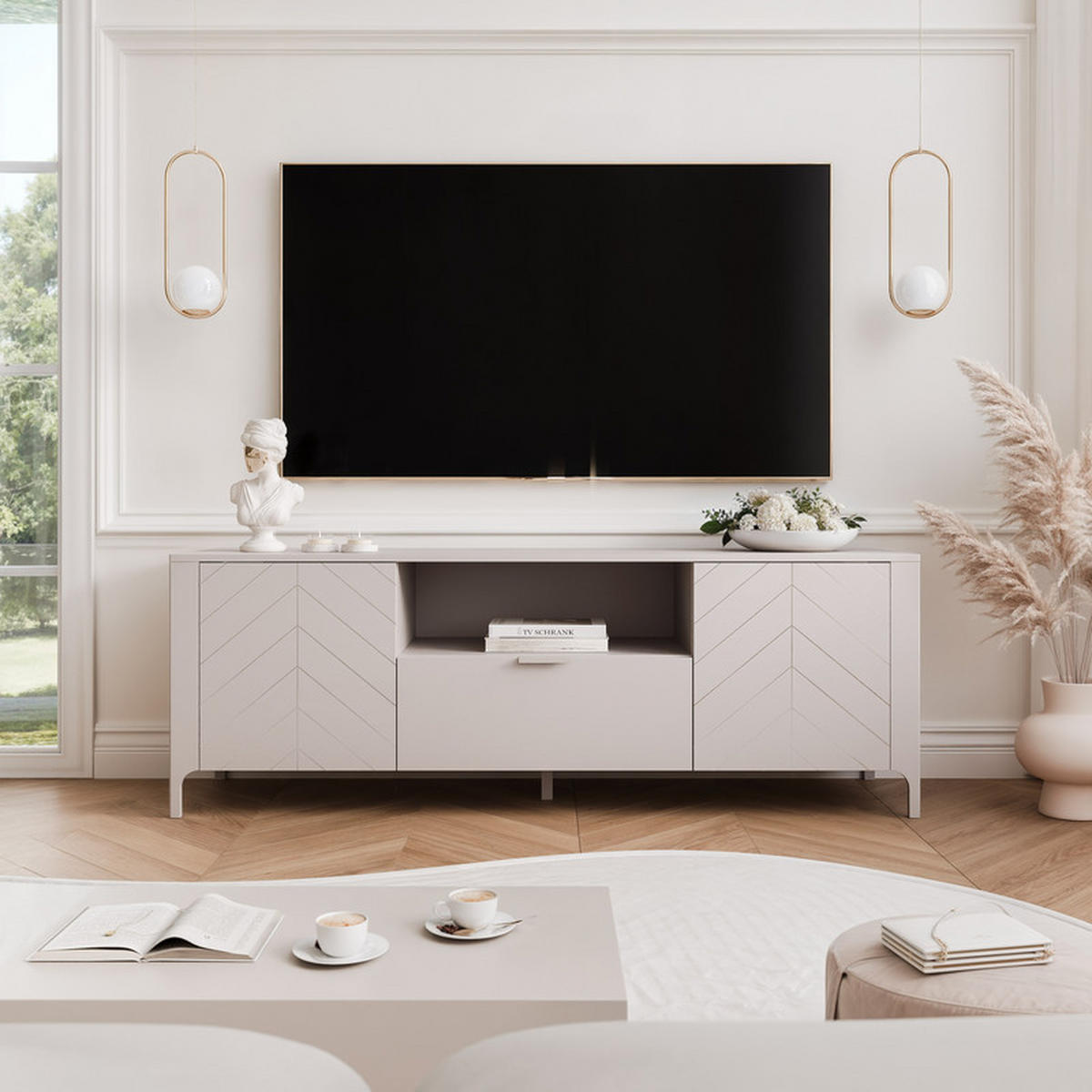 TV-LOWBOARD LORIEN stehend, 159 cm Kaschmir - Kaschmir, Holzwerkstoff/Metall (159.8/57.1/40.6cm) - Idohome