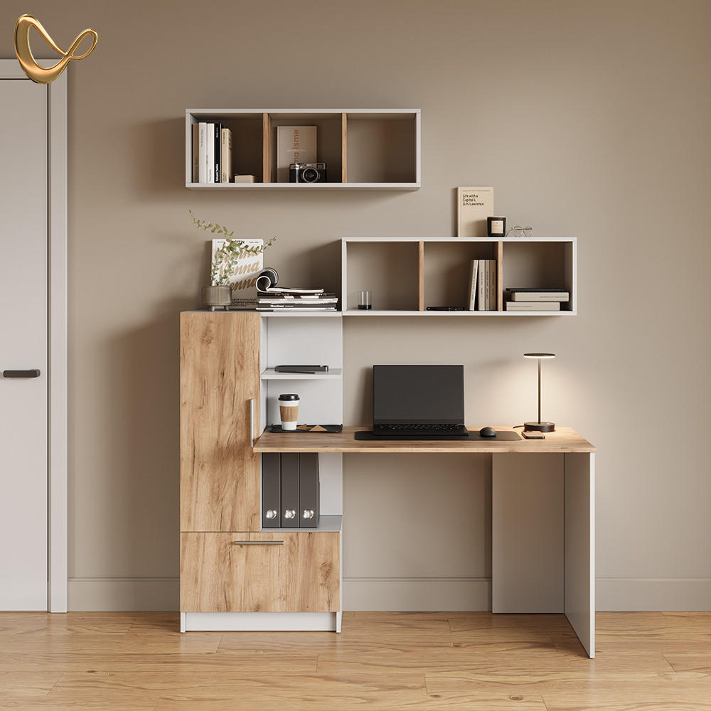 WANDREGAL Lorena Weiß/Goldkraft Eiche 90 x 30 cm 2er Set - Weiß, Holzwerkstoff (90/30/22cm) - Livinity®