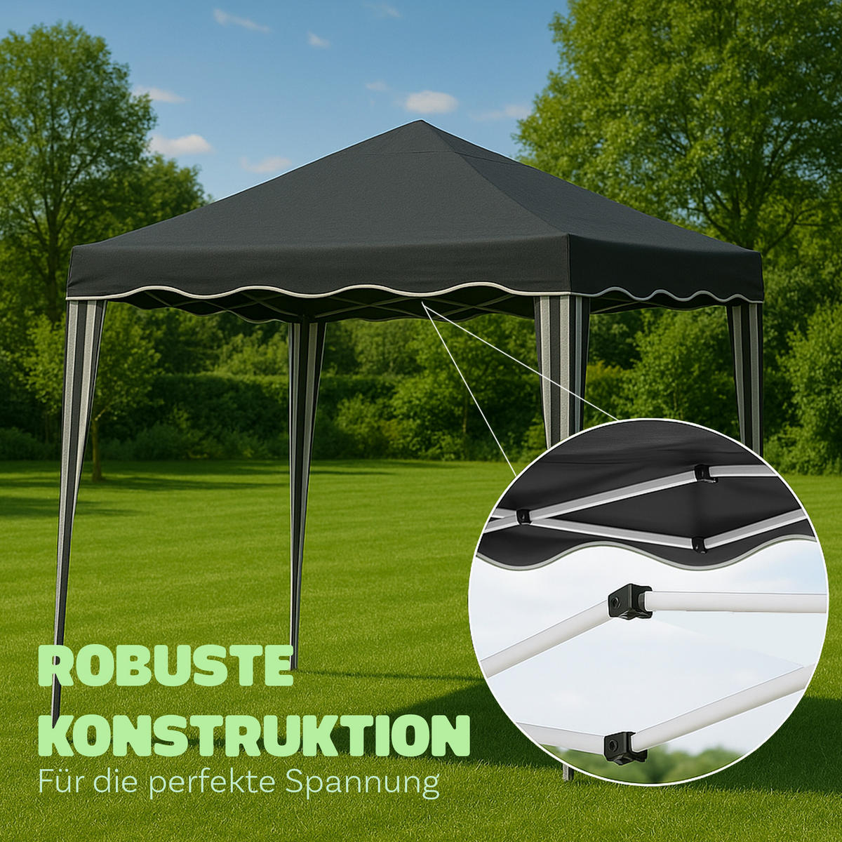 FALTPAVILLON 3 x 3 m ( Anthrazit ), wetterfestes und UV-Beständigs Pavillon mit Tragetasche - Anthrazit, Textil/Metall (300/250/300cm) - Bestlivings
