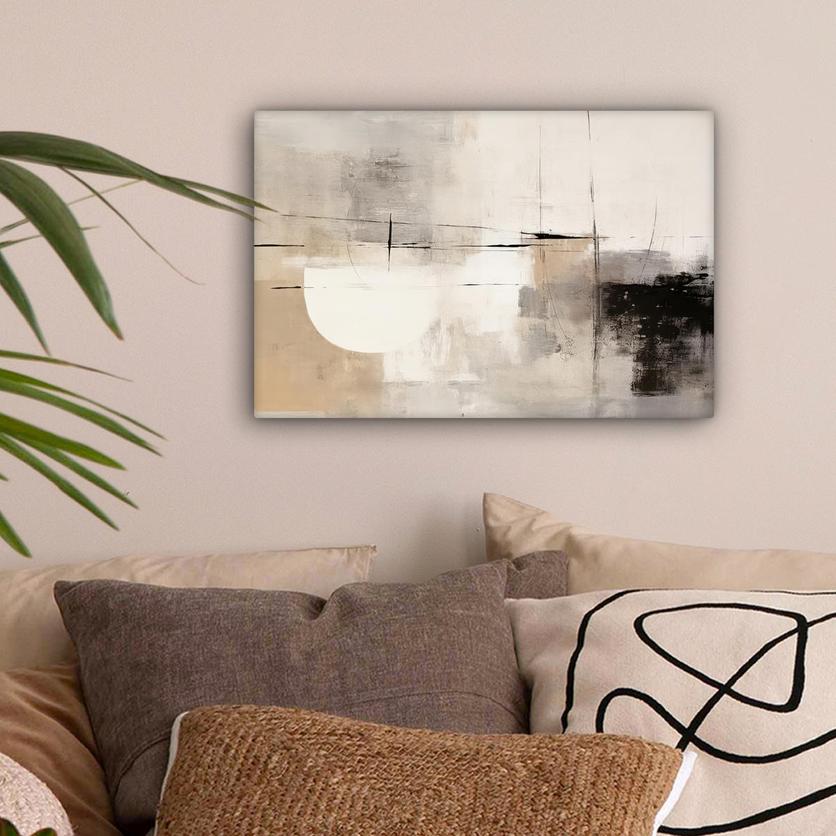 LEINWANDBILD Abstrakt - Kunst - Grau 30x20 cm - Hellgrau, Textil (30/20cm) - MuchoWow