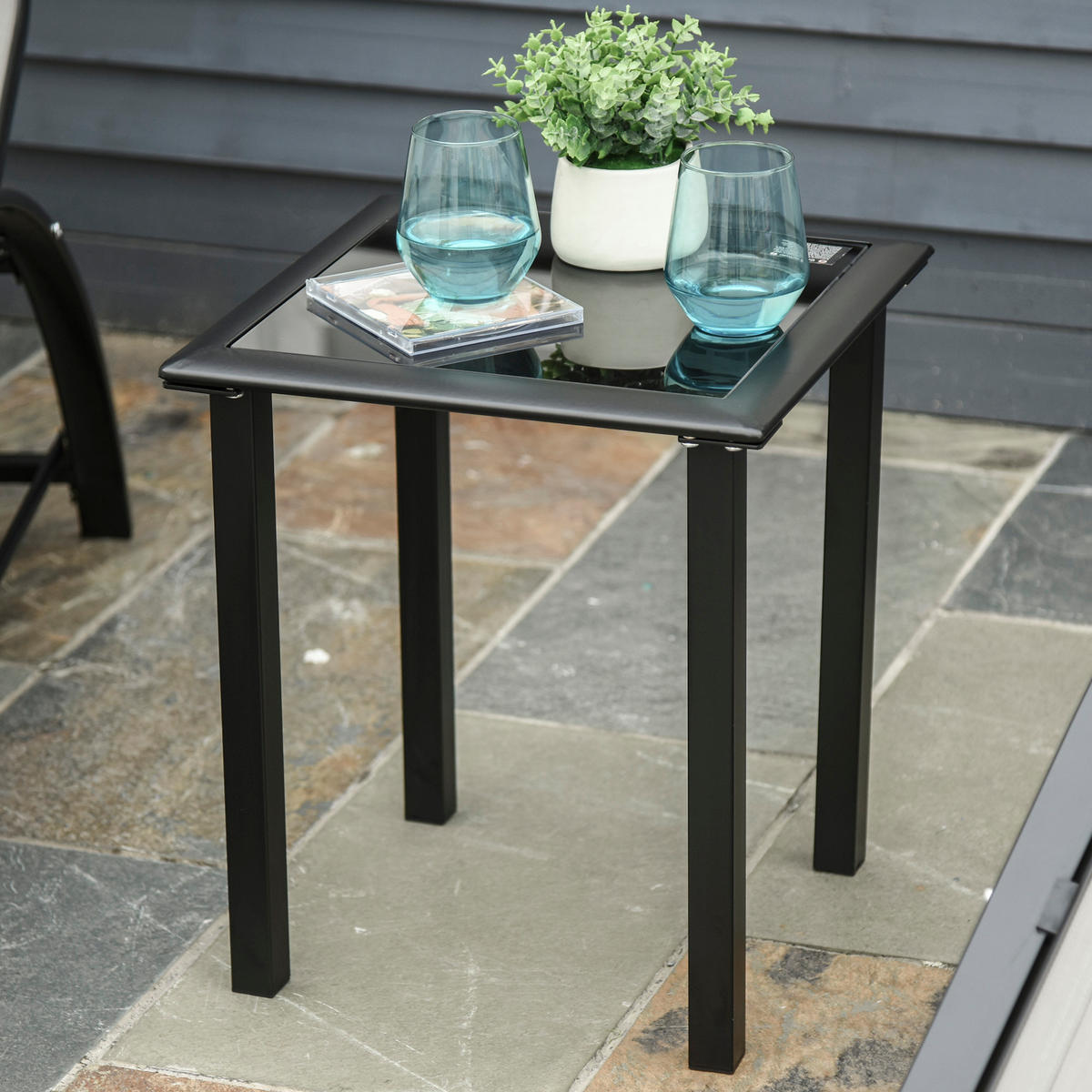 SONNENLIEGE 2er-Set DE-15606 mit Glastisch Grau - Hellgrau, Metall (59/66/169cm) - ComfortXL
