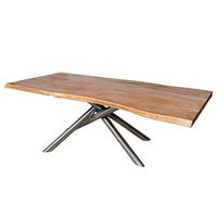 ESSTISCH - Silberfarben/Akaziefarben, Holz/Metall (100/220/76cm) - home24