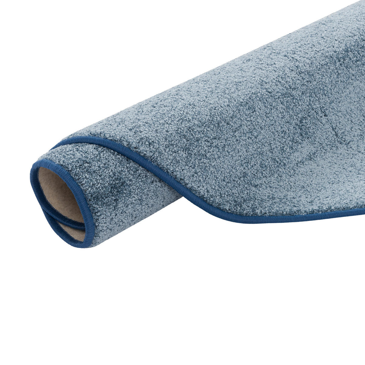 HOCHFLOR VELOURS TEPPICH LUNA RUND - Blau, Textil (133/133cm) - Snapstyle