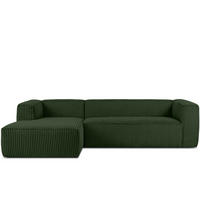 ECKSOFA-LINKS FEROX Modern, Cord-Stoff, dunkelgrün - Dunkelgrün, Textil (305/175cm) - KONSIMO®