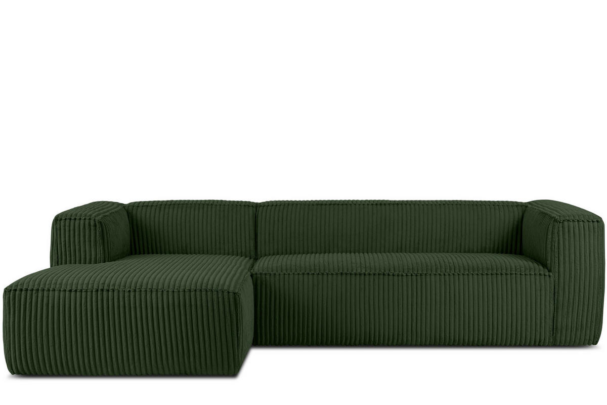 ECKSOFA-LINKS FEROX Modern, Cord-Stoff, dunkelgrün - Dunkelgrün, Textil (305/175cm) - KONSIMO®