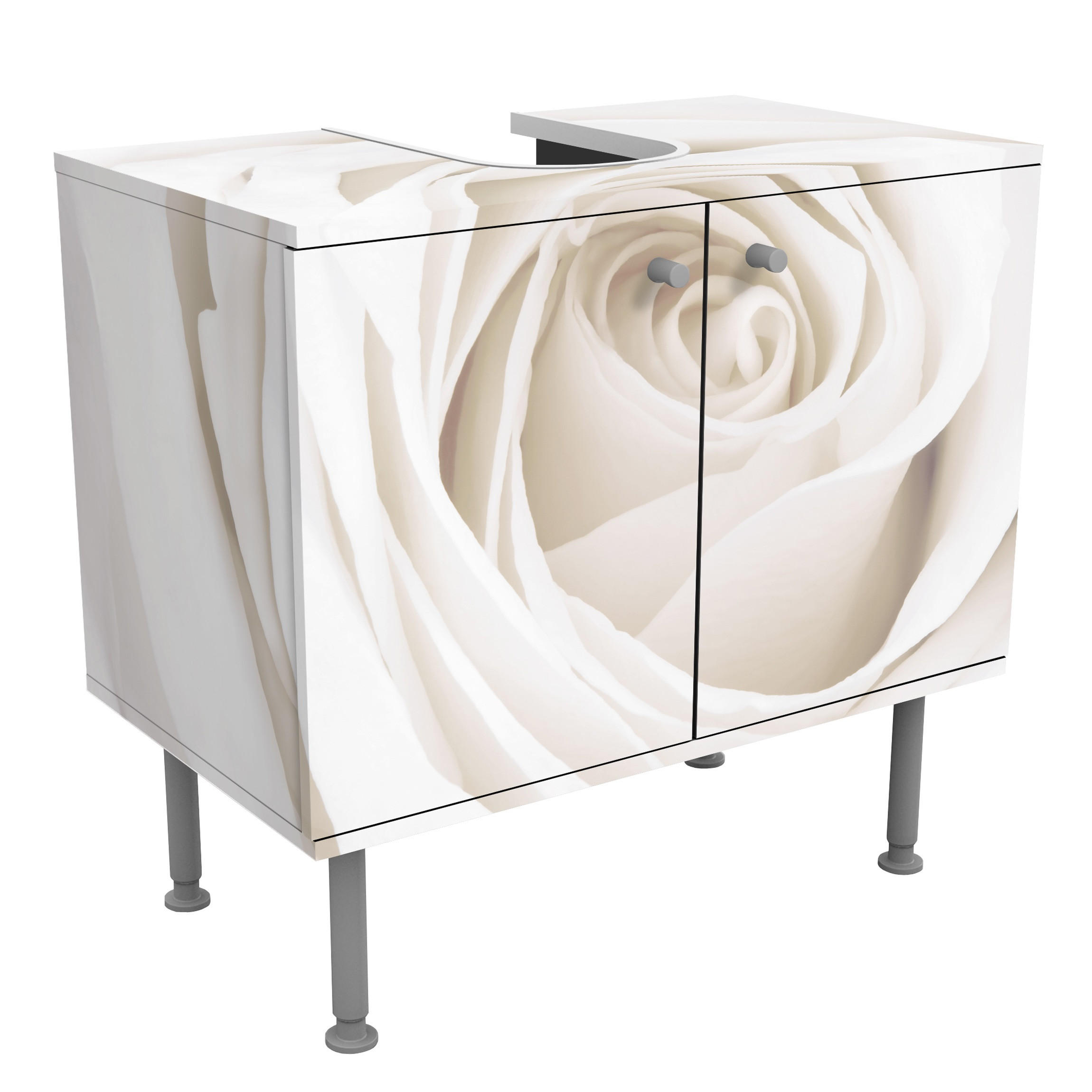 WASCHBECKENUNTERSCHRANK Pretty White Rose 60/55/35 cm - Weiß, Holzwerkstoff (60/55/35cm) - Bilderwelten