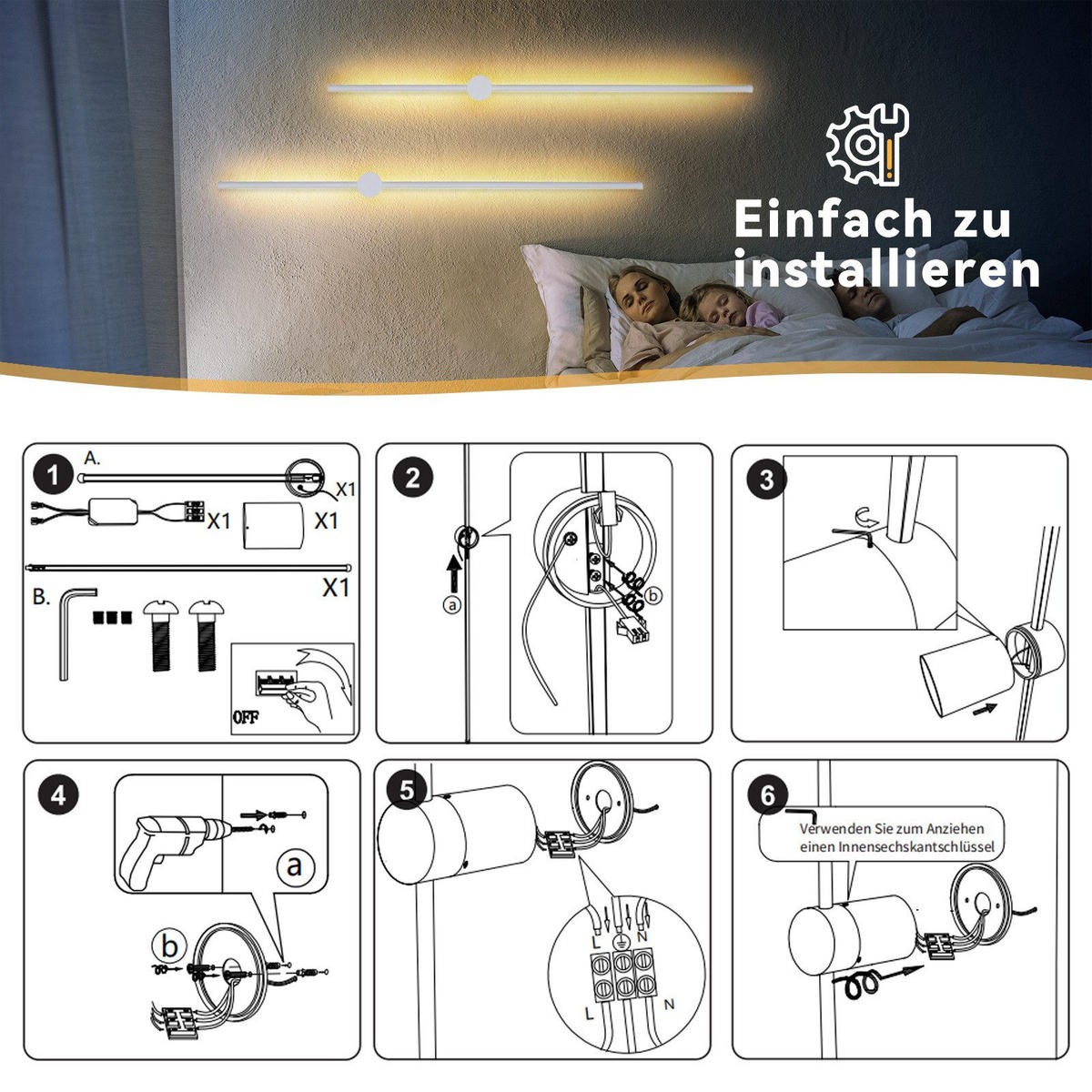LED - WANDLEUCHTE Meerthunir 6.0/10.0/100.0 cm - Weiß, Metall (6/10/100cm) - ZMH