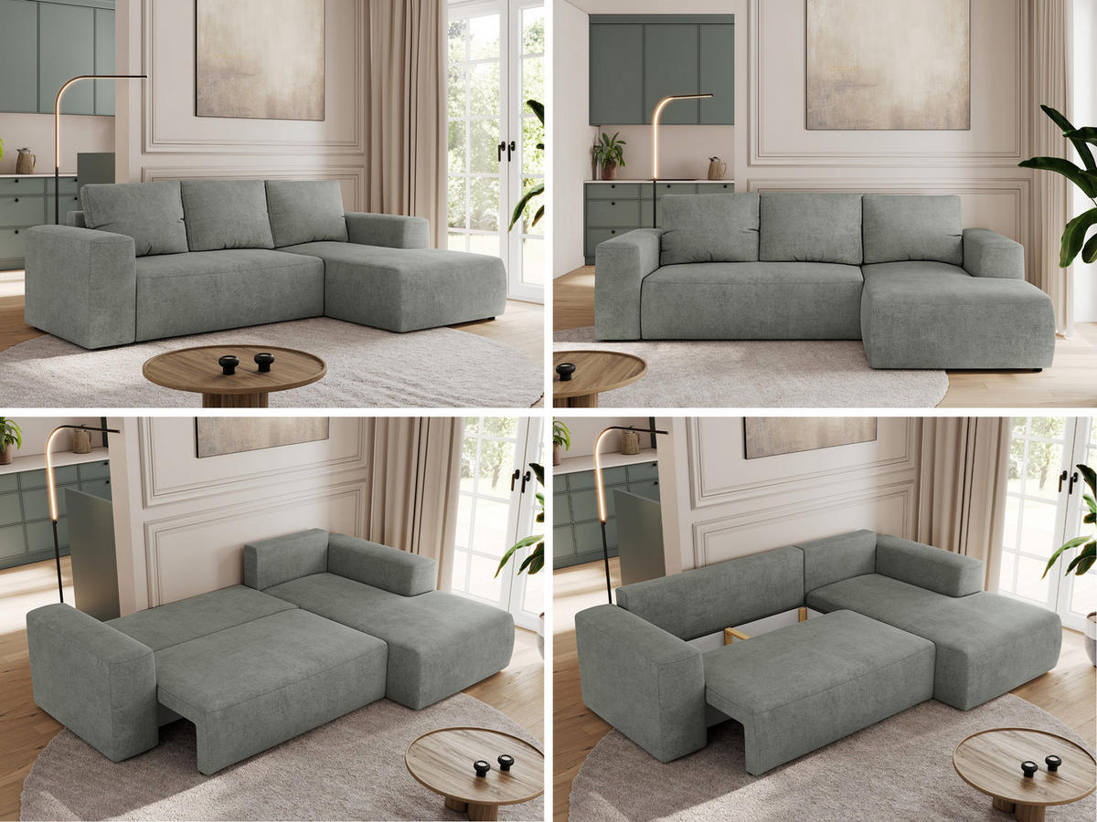 ECKSOFA TRENTINO L Grau Stukture - Rechts - Schwarz/Grau, Textil (164/266cm) - MKS