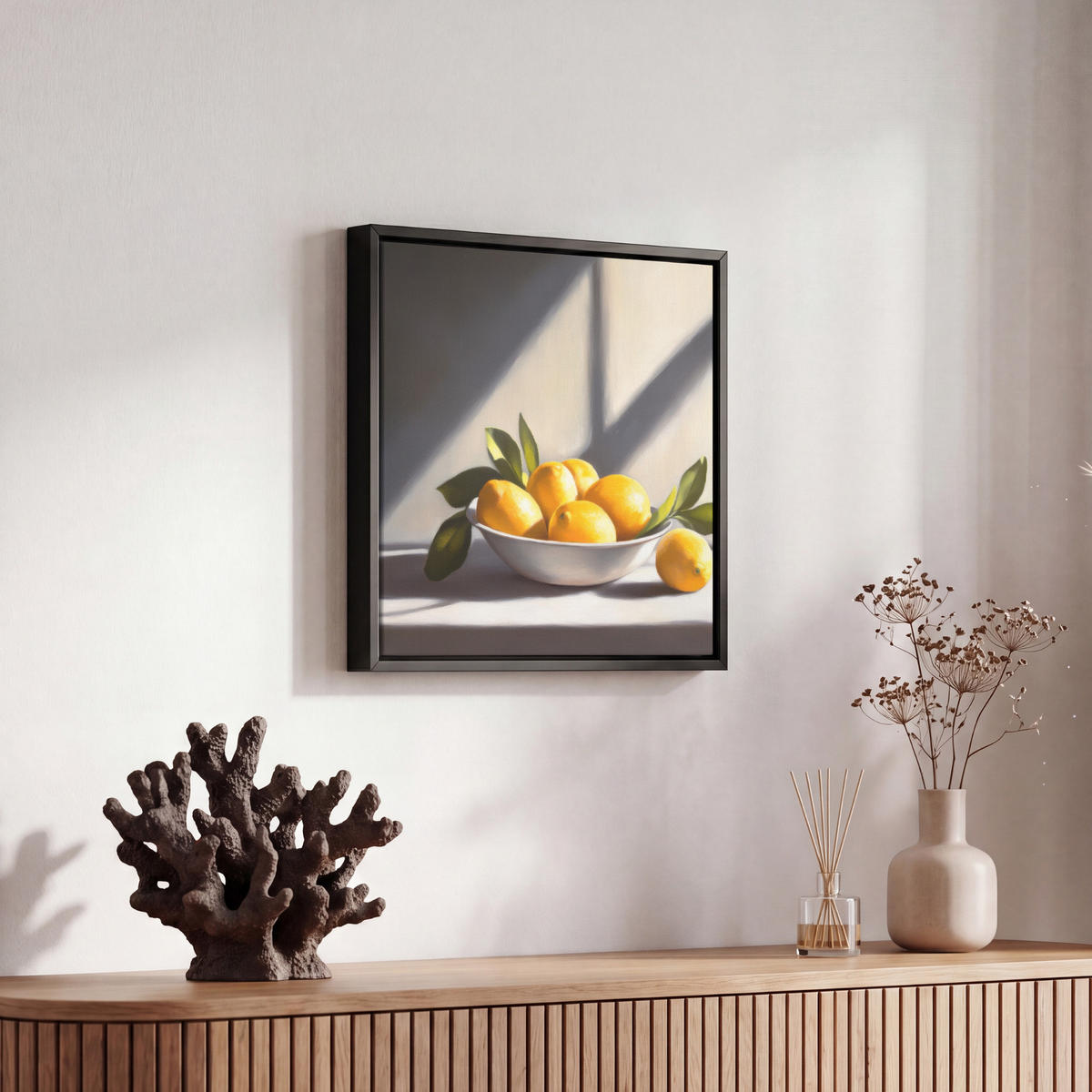 LEINWAND Bilder mit Rahmen - Zitronen - Stilleben - Gelb - 20x20 - Gelb, Textil (20/20cm) - MuchoWow