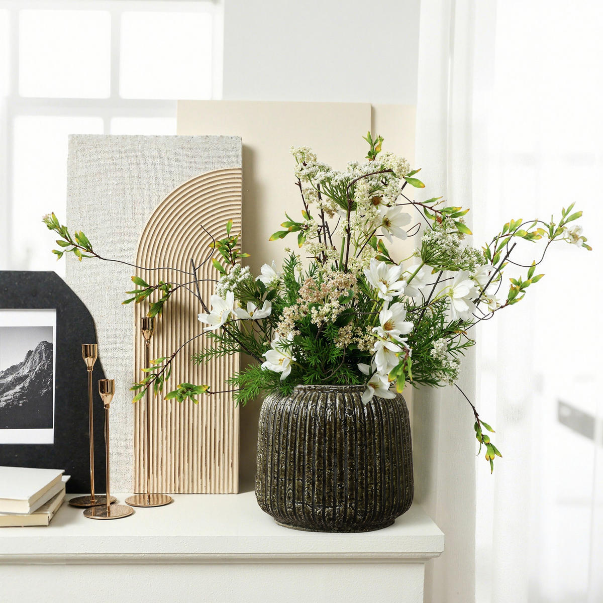 VASE, dunkelgrün aus Keramik, Ø23 x H21.5 cm - Dunkelgrün, Keramik (21.5cm) - Hometopia