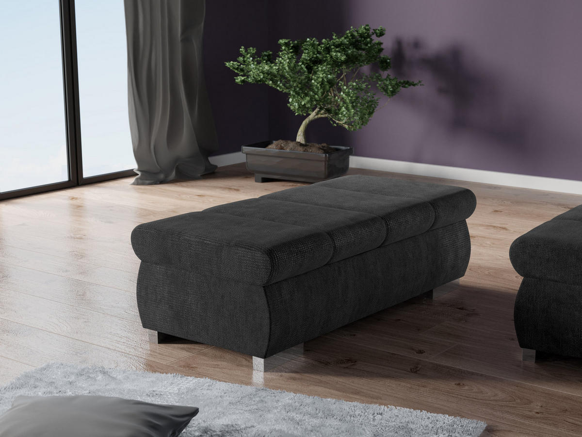 POLSTERHOCKER Bangkok Groß - Anthrazit/Silberfarben, Holz/Kunststoff (120/39/60cm) - MIRJAN24