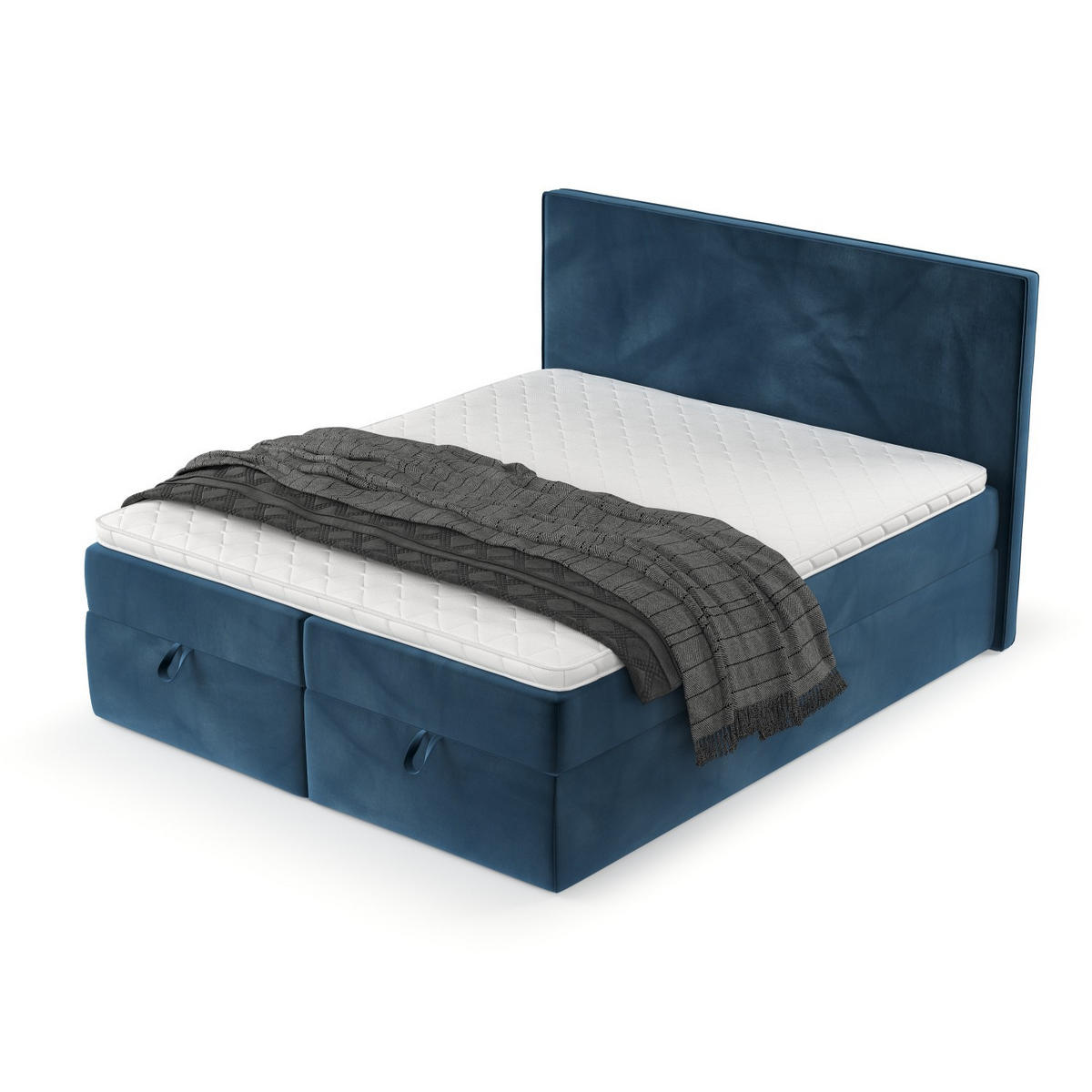 BOXBETT Velma 180/200 cm Dunkelblau im Kronos Stoff - Schwarz/Dunkelblau, Holz/Holzwerkstoff (180/200cm) - AltaBeds