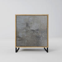 SIDEBOARD CONCRETE WALL, Eichefarben, 57,5x42x67,5 cm, Schwarze Metall-Rahmenfüße - Eichefarben/Multicolor, Holzwerkstoff/Metall (57.5/67.5/42cm) - SpaceRebels