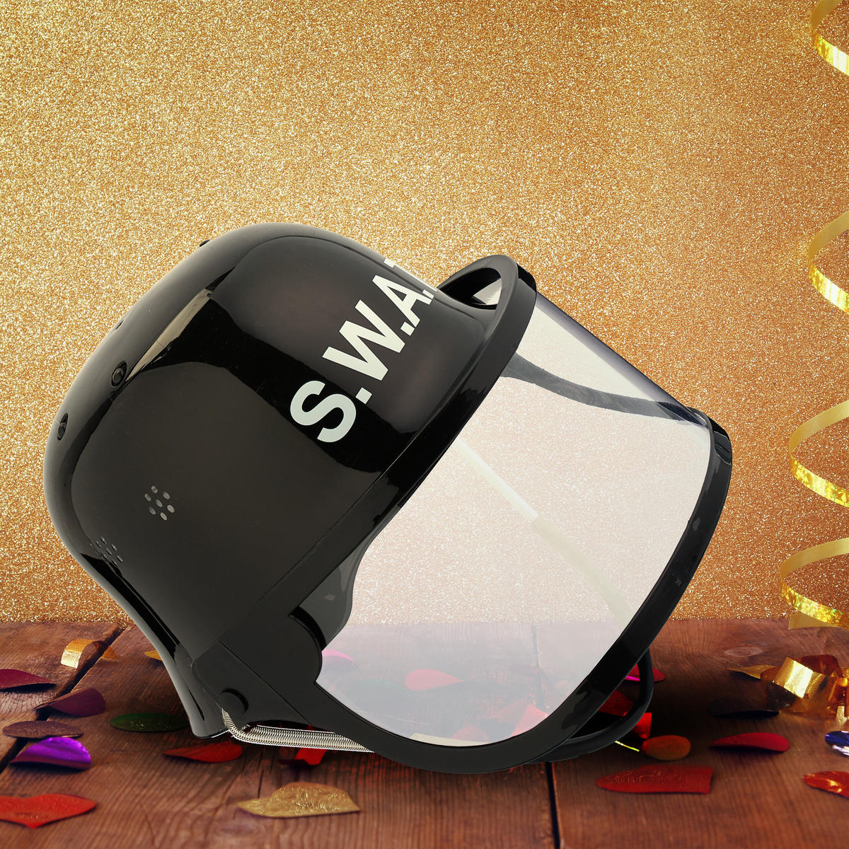 SWAT-HELM - Schwarz, Kunststoff/Textil (22.5/24.5/28cm) - Relaxdays