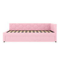 TAGESBETT 140/200 cm mit Ausziehbett, Nachttischlampe und USB-/USB-C-Anschlüssen, Rosa, Vliesstoff - Pink, Textil