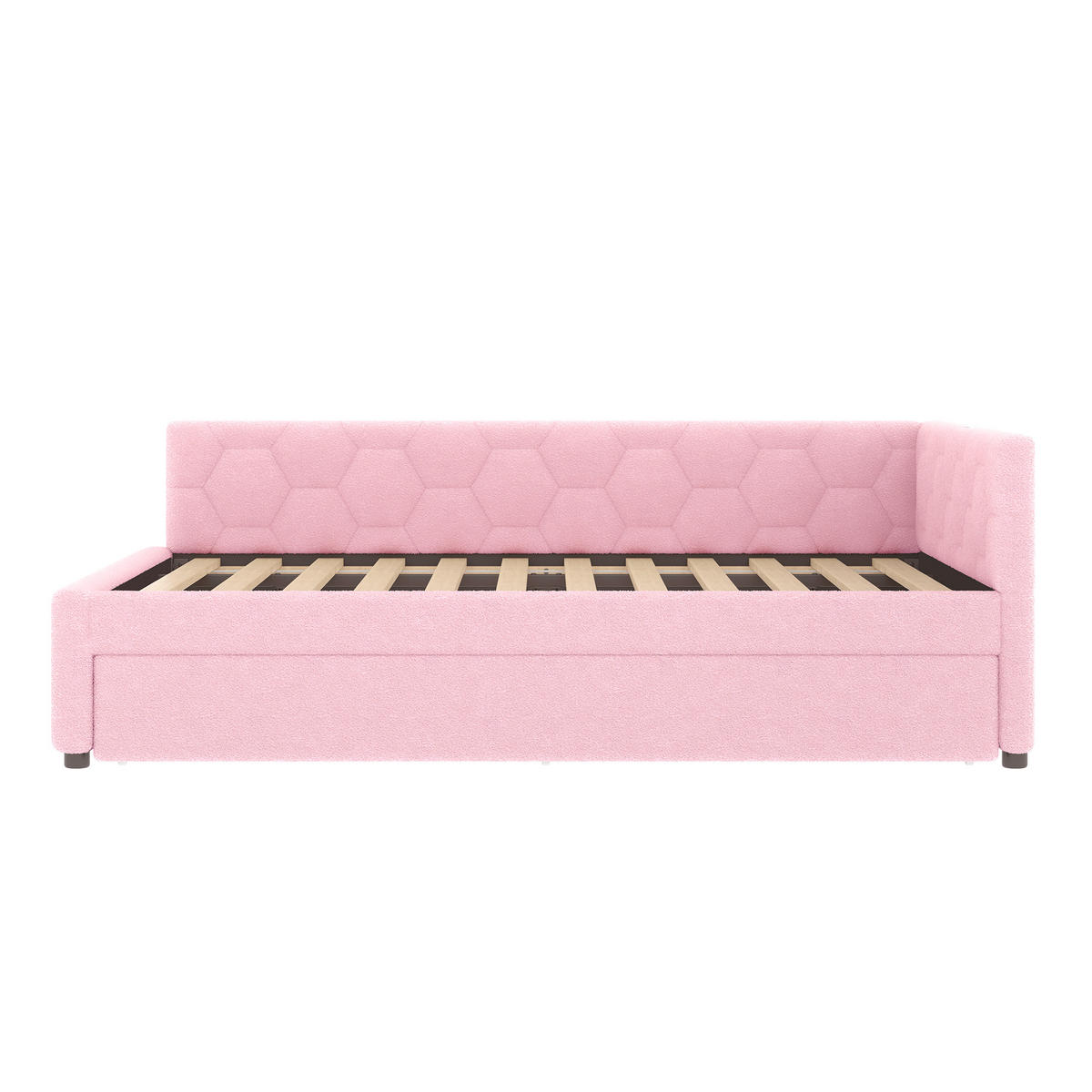 POLSTERBETT 140x200cm mit Nachttischlampe und multifunktionalem Ausziehbett- Rosa - Pink, Holz/Textil (140/200cm) - KOMHTOM