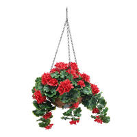 KUNSTPFLANZE Künstliche Geranien Hängeampel - Petra 40 cm - Rot, Kunststoff (40cm) - aplanta