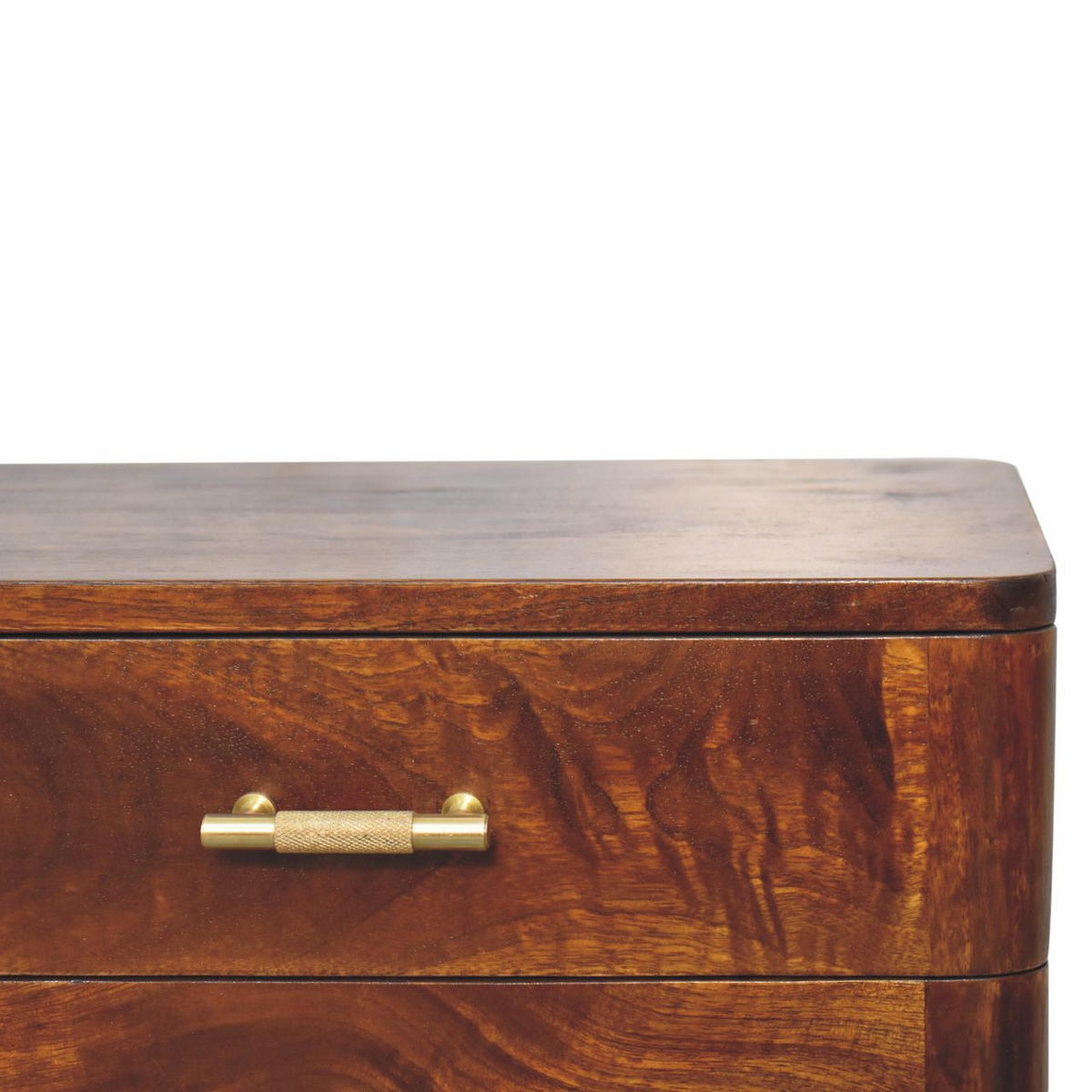 NACHTTISCH T-Bar Nordic Style, Braun - Messingfarben/Braun, Mangoholz/Holz (35/58/45cm) - Artisan Furniture