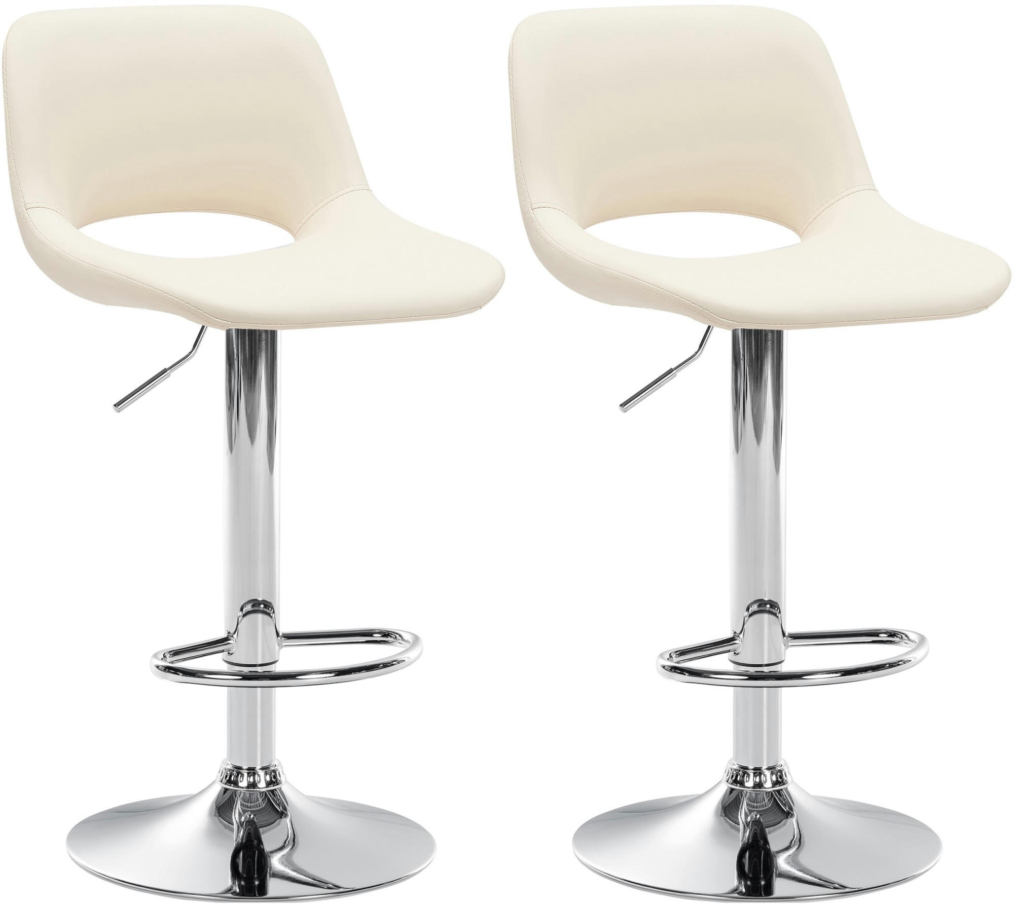 BARHOCKER 2er Set Lederlook creme - Chromfarben/Creme, Textil/Metall (42/86/46cm) - CLP