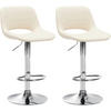 BARHOCKER 2er Set Lederlook creme - Chromfarben/Creme, Textil/Metall (42/86/46cm) - CLP