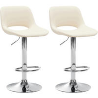 BARHOCKER 2er Set Lederlook creme - Chromfarben/Creme, Textil/Metall (42/86/46cm) - CLP
