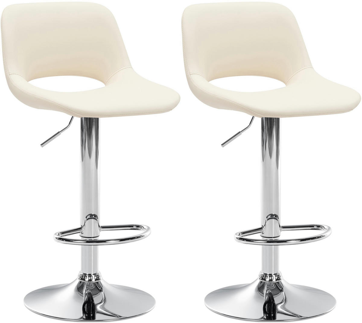 BARHOCKER 2er Set Lederlook creme - Chromfarben/Creme, Textil/Metall (42/86/46cm) - CLP