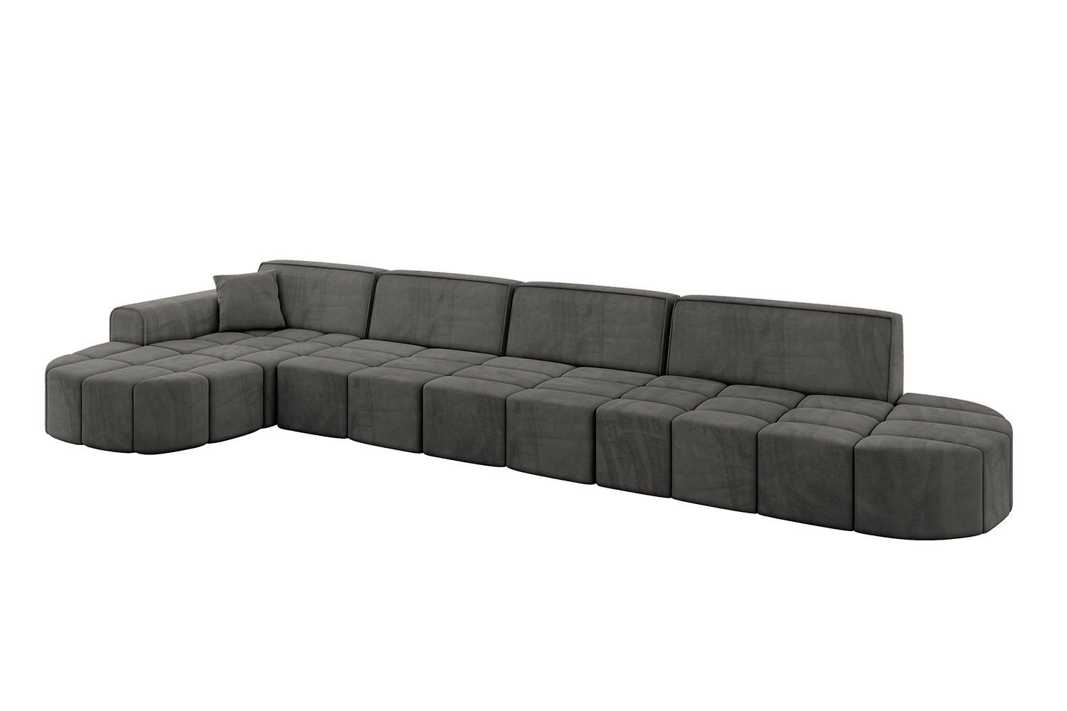 ECKSOFA Ottomane Links LIVO-L3 - 422x173x79,5 cm Dunkelgrau - Dunkelgrau, Holzwerkstoff/Textil (422/173cm) - ALTDECOR