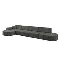 ECKSOFA Ottomane Links LIVO-L3 - 422x173x79,5 cm Dunkelgrau - Dunkelgrau, Holzwerkstoff/Textil (422/173cm) - ALTDECOR