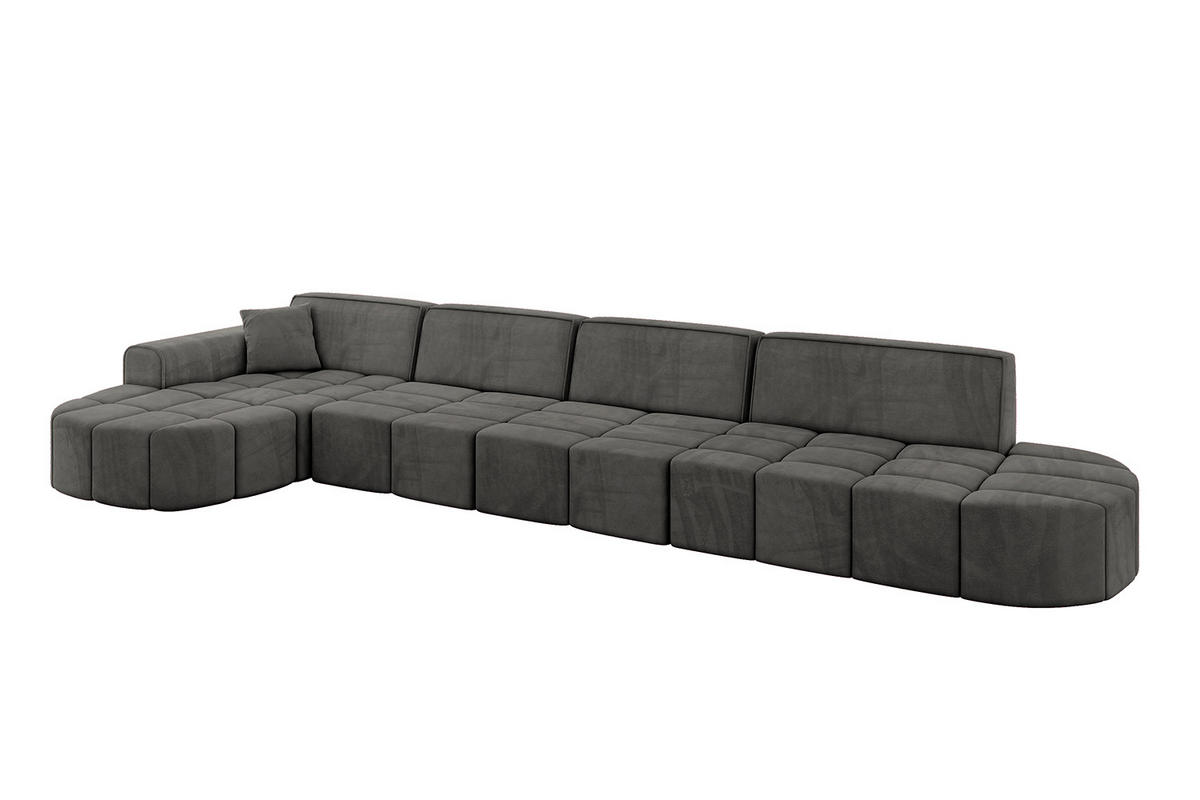 ECKSOFA Ottomane Links LIVO-L3 - 422x173x79,5 cm Dunkelgrau - Dunkelgrau, Holzwerkstoff/Textil (422/173cm) - ALTDECOR
