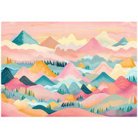 FOTOTAPETE Gebirge Wolken Rosa 312x219 cm - Multicolor, Textil (312/219cm) - Wallarena