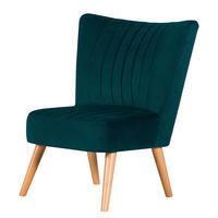 SESSEL - Samtstoff - Petrol - Petrol, Holz/Textil (68/80/71cm) - home24