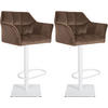 BARHOCKER 2er Set Samt Braun - Weiß/Braun, Textil/Metall (64/88/45cm) - CLP