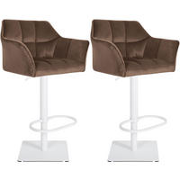 BARHOCKER 2er Set Samt Braun - Weiß/Braun, Textil/Metall (64/88/45cm) - CLP