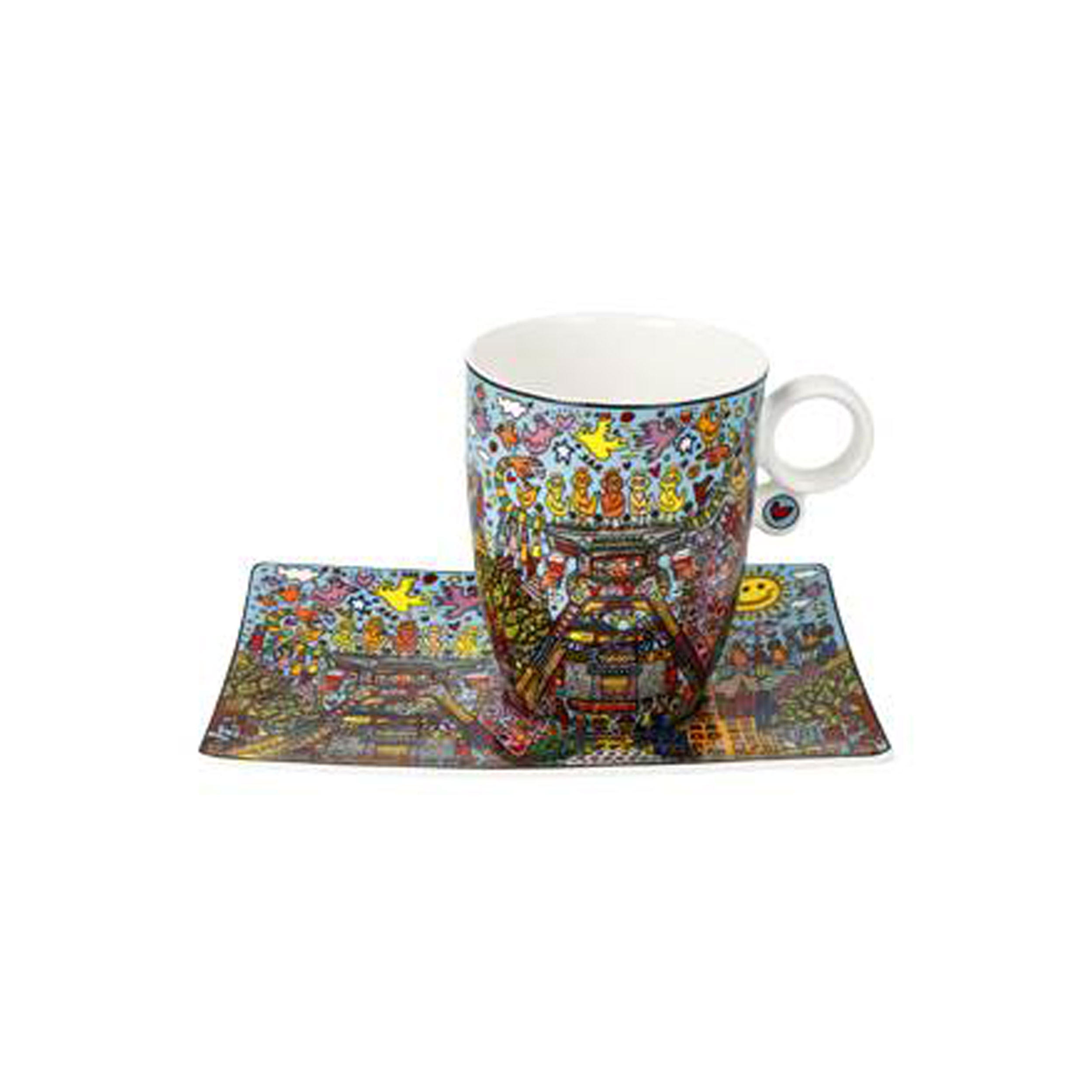 KÜNSTLERTASSE mit Untertasse Rizzi - Remenber those Cool Coal Days, Fine Bone China - Multicolor, Keramik (0.4L) - Goebel