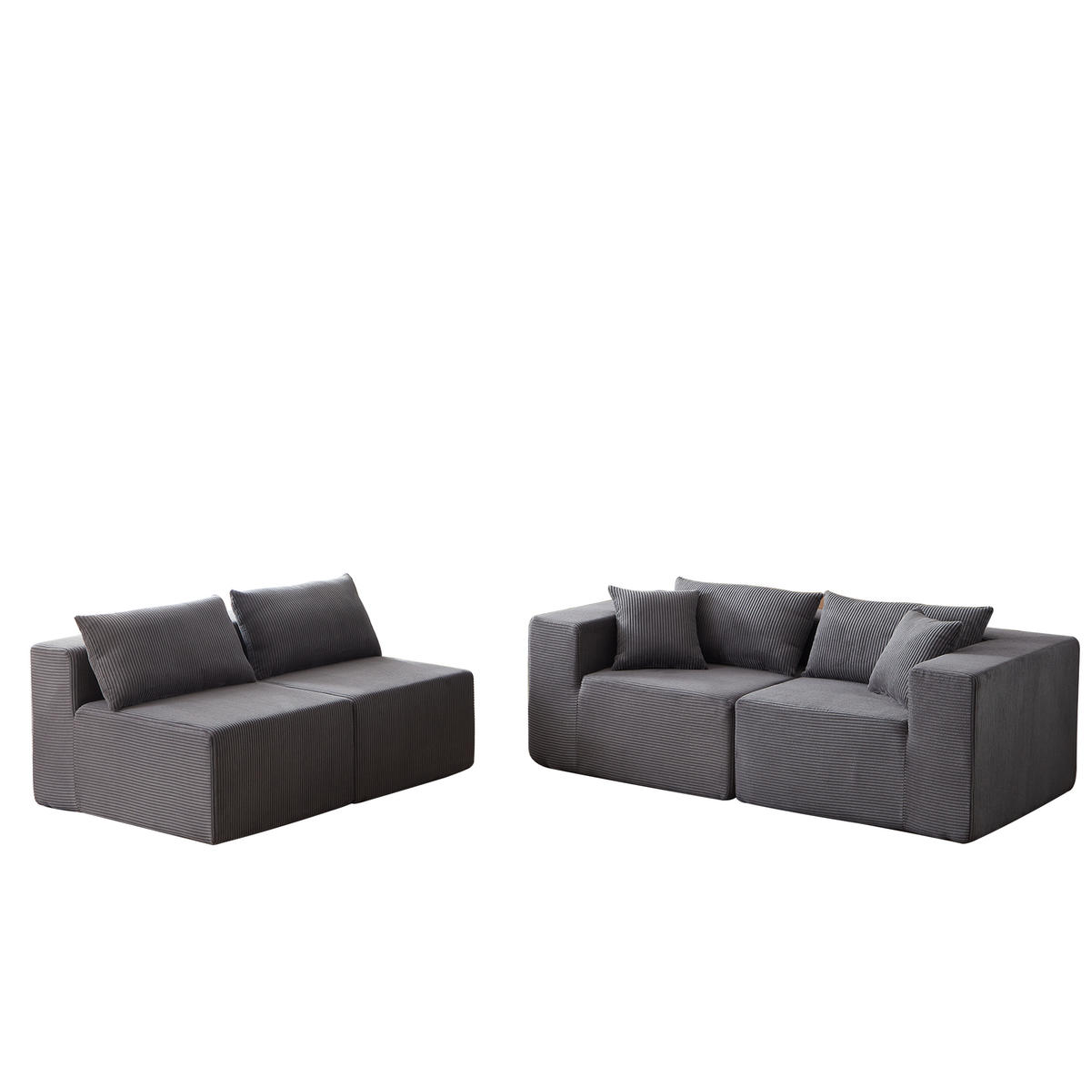 ECKSOFA 264/167/71 cm grau aus Cord und Schaumstoff ohne Montage - Grau, Textil (167/264cm) - OKWISH