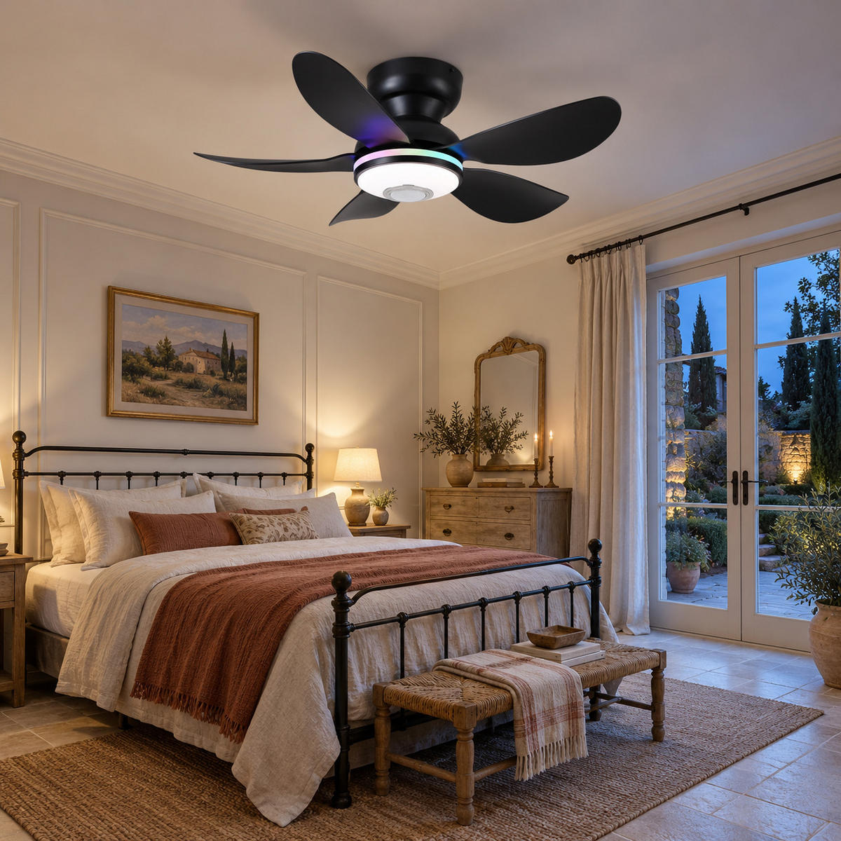 DECKENVENTILATOR Schwarz 81 cm mit LED und leisem DC-Motor - Schwarz, Kunststoff (81/81/24cm) - Surtime