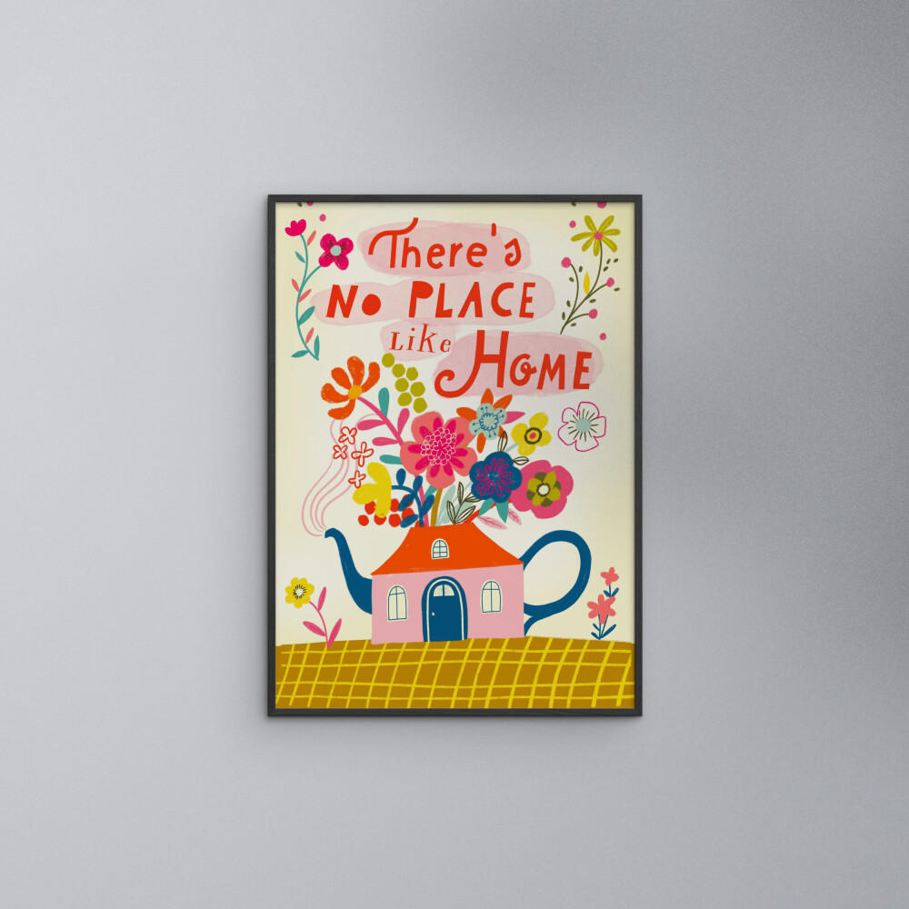 POSTER mit Rahmen Affordable Art Prints x Uta Krogmann - No Place like Home - Multicolor/Schwarz, Holz/Papier (70/100cm) - Poster&Frame