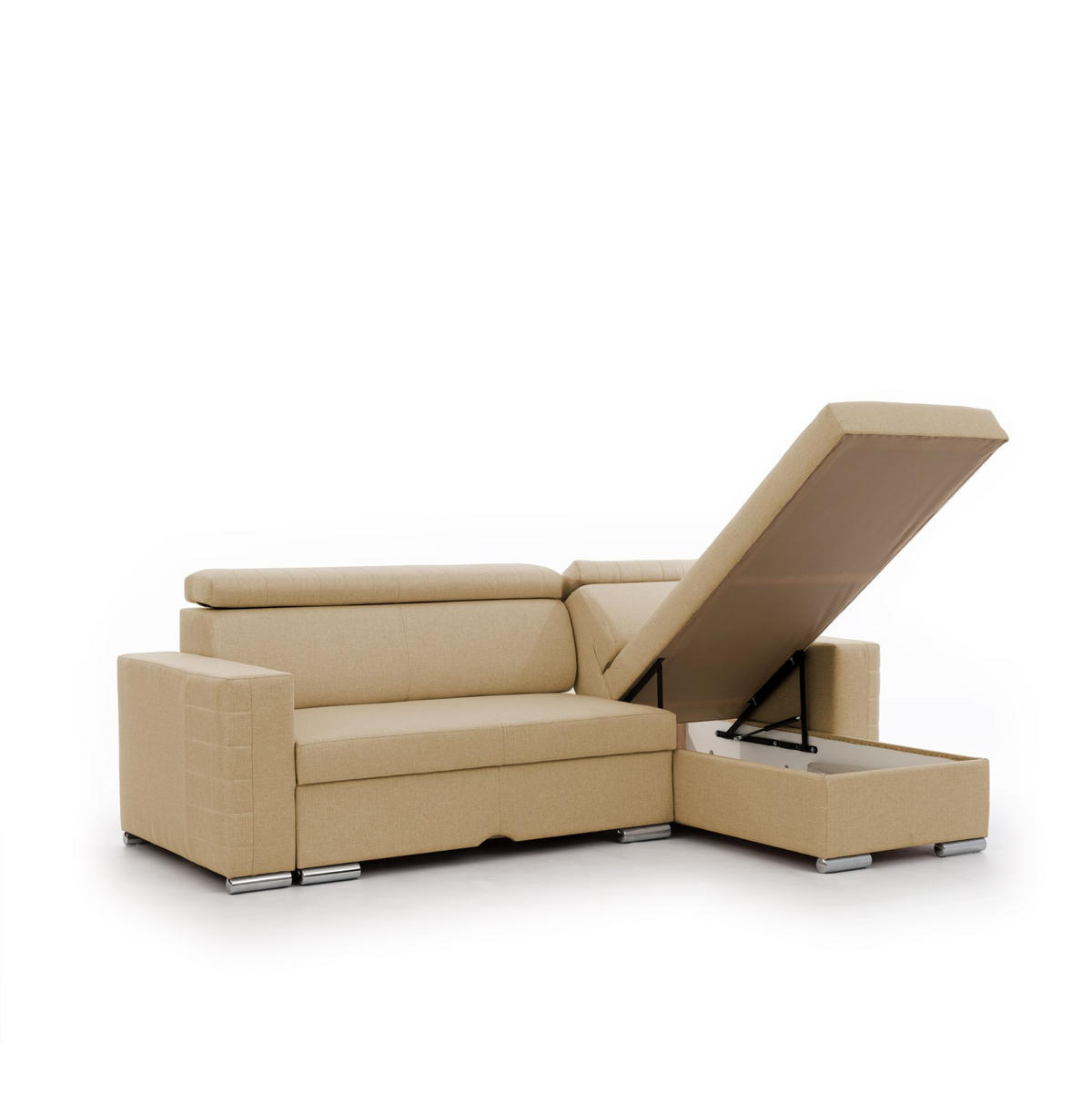 ECKSOFA Canton In Liverpool - Beige, Holzwerkstoff/Textil (260/173cm) - Fun Möbel