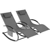 GARTENLIEGE Taya,abnehmbares Kopfpolster, seitliche Aufbewahrungstasche,grau - Grau, Kunststoff (62/92/142cm) - tectake