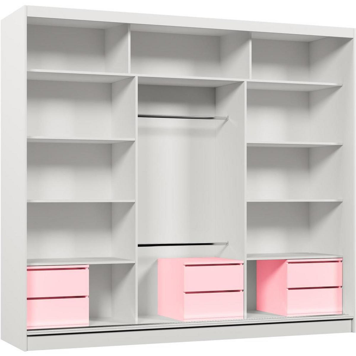 SCHWEBETÜRENSCHRANK Mario 240/216/61 kaschmir mit Schubladeneinsätze - Kaschmir, Holzwerkstoff (240/216/61cm) - Beautysofa