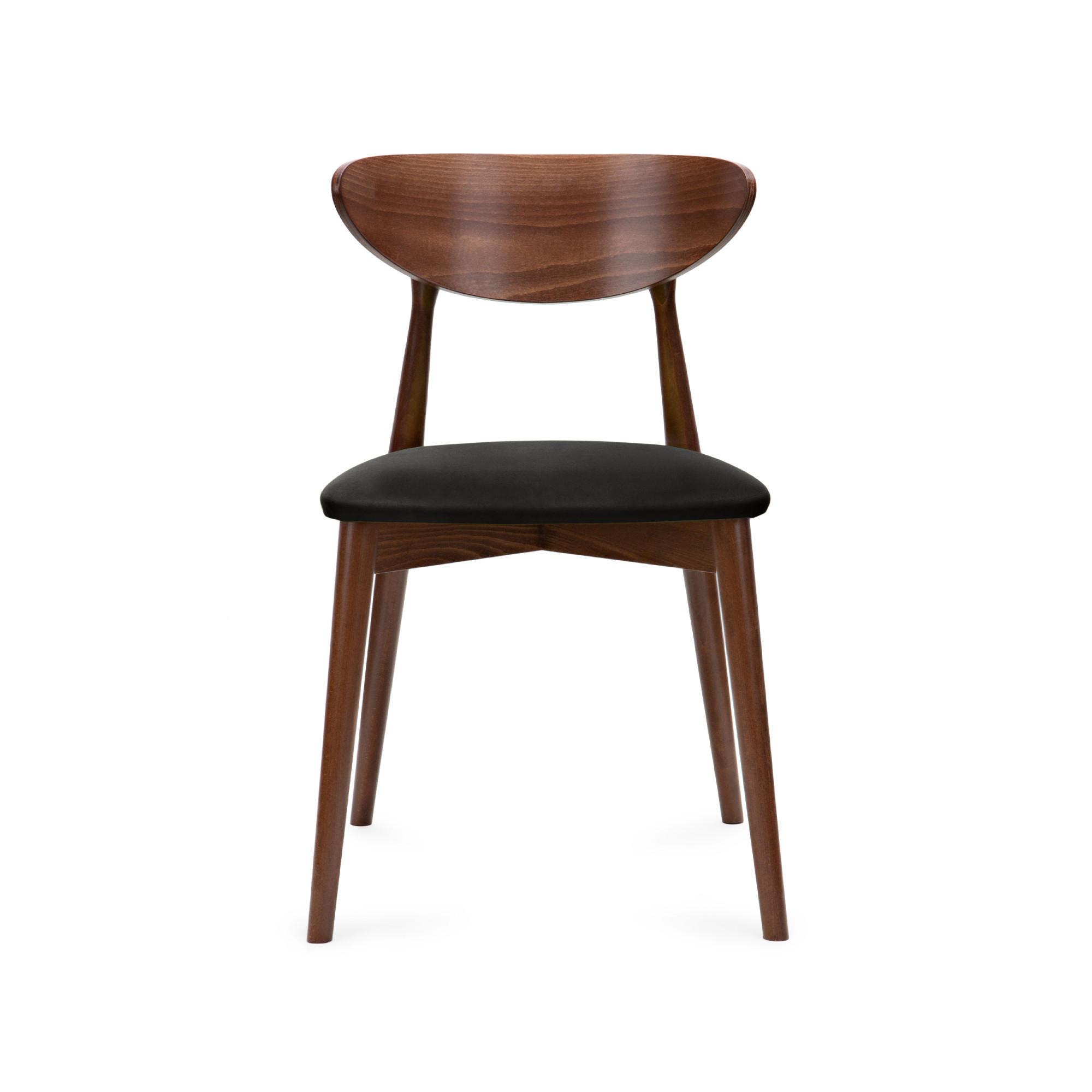 STUHL-SET RABI 2 Stück Gestell aus Buche Massivholz, schwarz - Walnussfarben/Schwarz, Holz/Buchenholz (47/79/45cm) - KONSIMO®