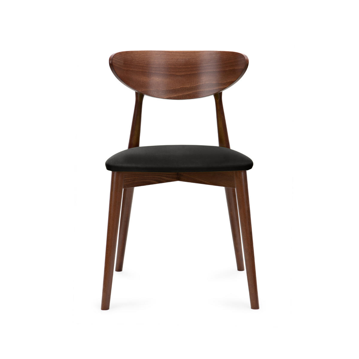 STUHL-SET RABI 2 Stück Gestell aus Buche Massivholz, schwarz - Walnussfarben/Schwarz, Holz/Buchenholz (47/79/45cm) - KONSIMO®